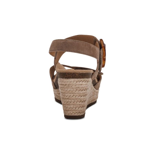 Aetrex Women&#39;s Ashley Wedge Sandal Taupe EW792W