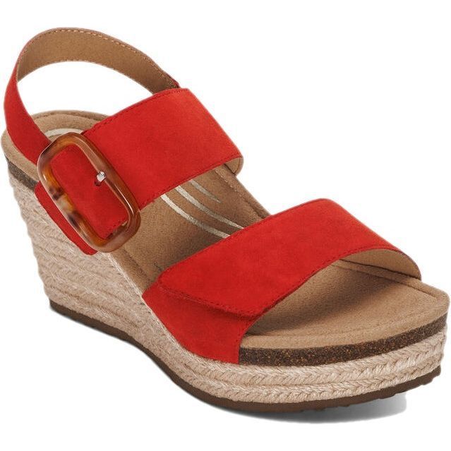 Aetrex Women&#39;s Ashley Wedge Sandal Poppy Red EW799W