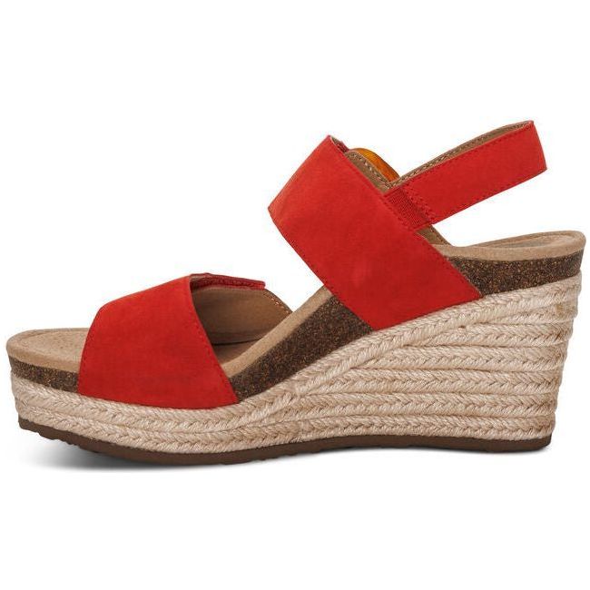 Aetrex Women&#39;s Ashley Wedge Sandal Poppy Red EW799W