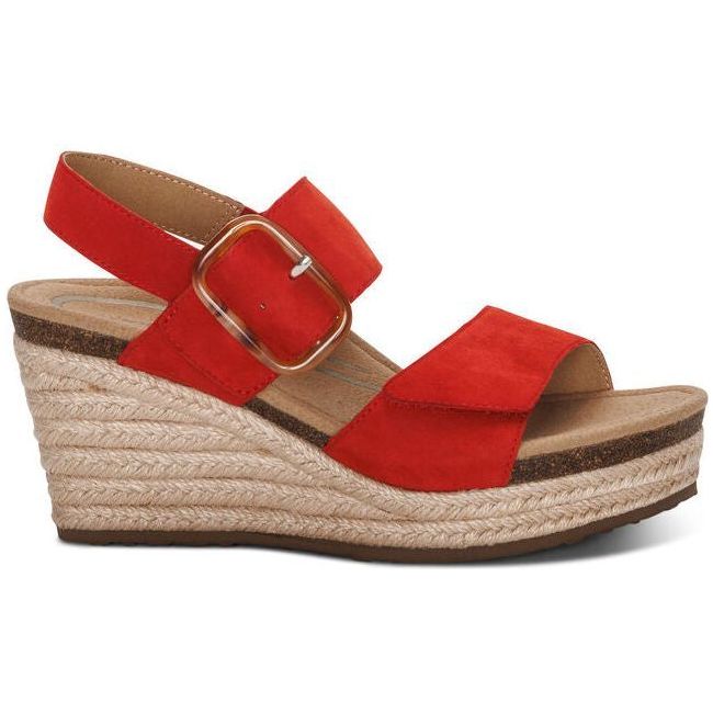 Aetrex Women&#39;s Ashley Wedge Sandal Poppy Red EW799W