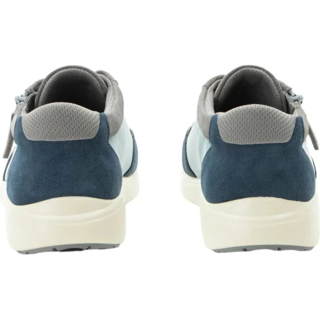 Heels of Women's Alegria Eazeer Shoe in tempest blue with navy suede heel and off white sole