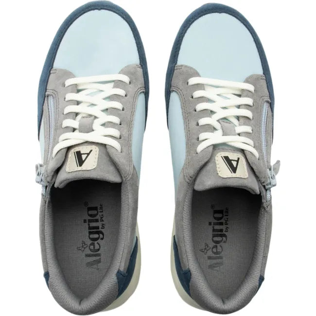 Top down view of Women's Alegria Eazeer Shoe in tempest blue with white laces