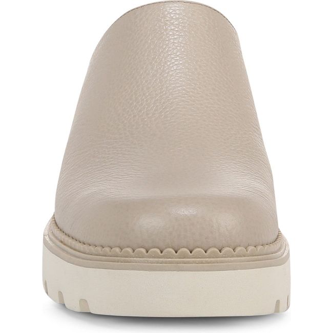 Front of Women's Vionic Fairfax Mule in Oatmeal beige leather with white sole