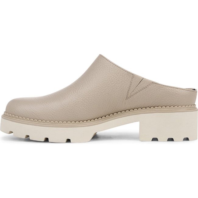 Medial side of Women's Vionic Fairfax Mule in Oatmeal beige leather with white sole