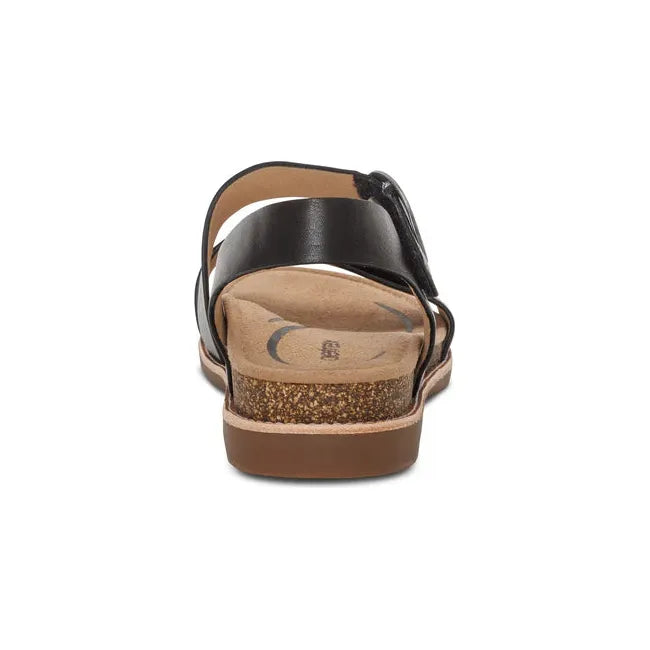 Heel of Women's Aetrex Tamara Arch Support Sandal in Black leather with back strap