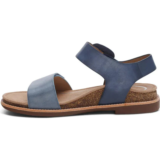 Medial side of Women's Aetrex Claire Arch Support Sandal in Navy and blue