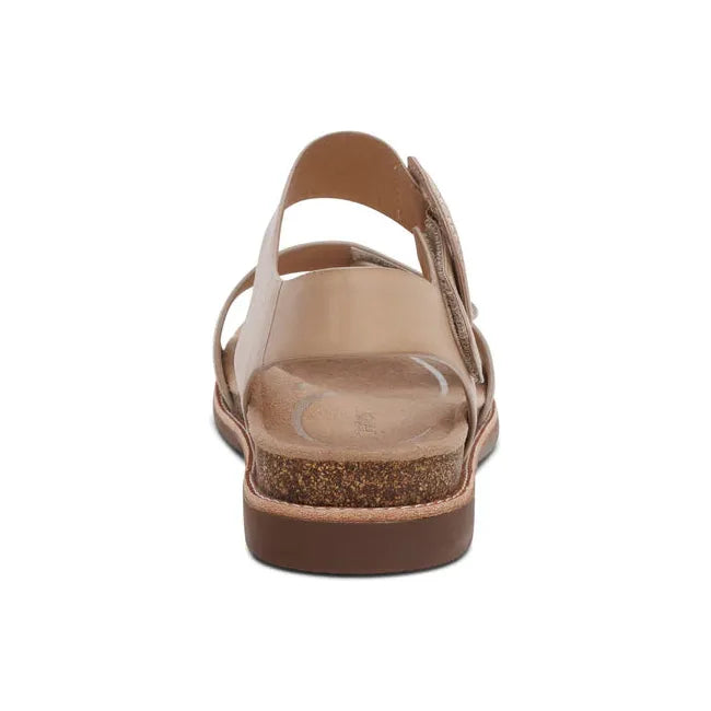 Heel of Women's Aetrex Claire Arch Support Sandal in Champagne with back strap