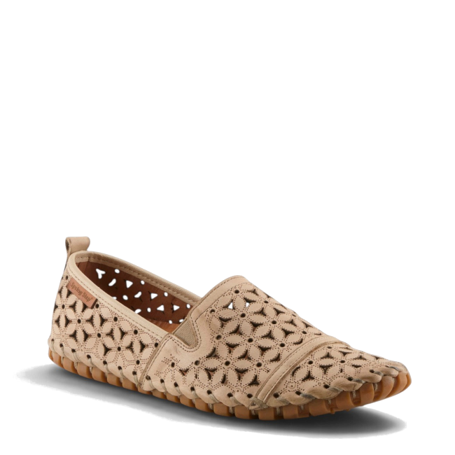 Front angled view of beige leather Spring Step Women&