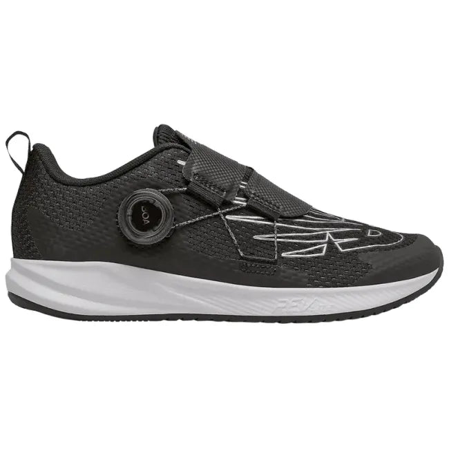 Lateral side of New Balance Kids' FuelCore Reveal BOA Running Shoe in black