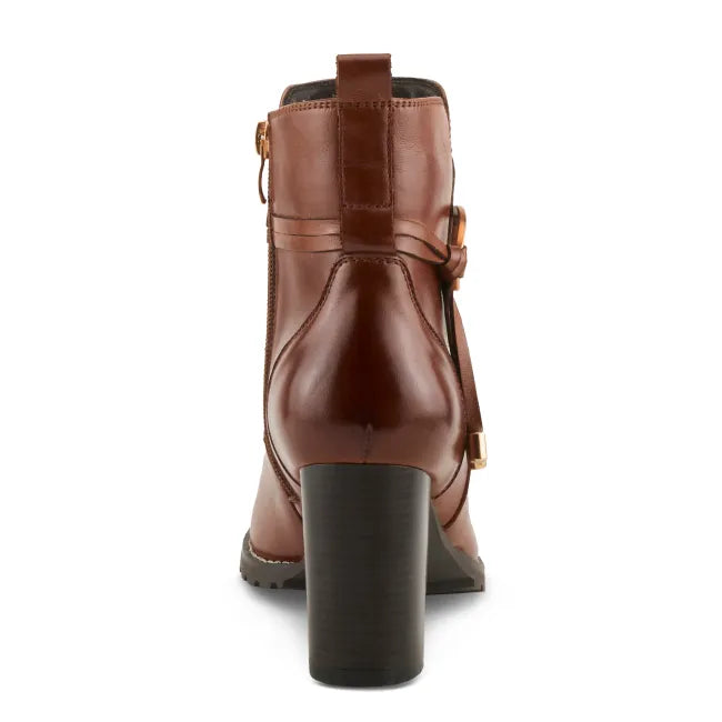Heel of heeled Spring Step Women's Gyanna Boot in cognac brown leather