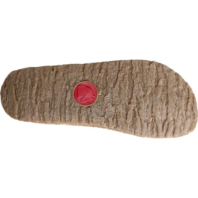 Sole of earth brown Womens Haflinger Clog Roots with cork midsole and tan rubber outsole