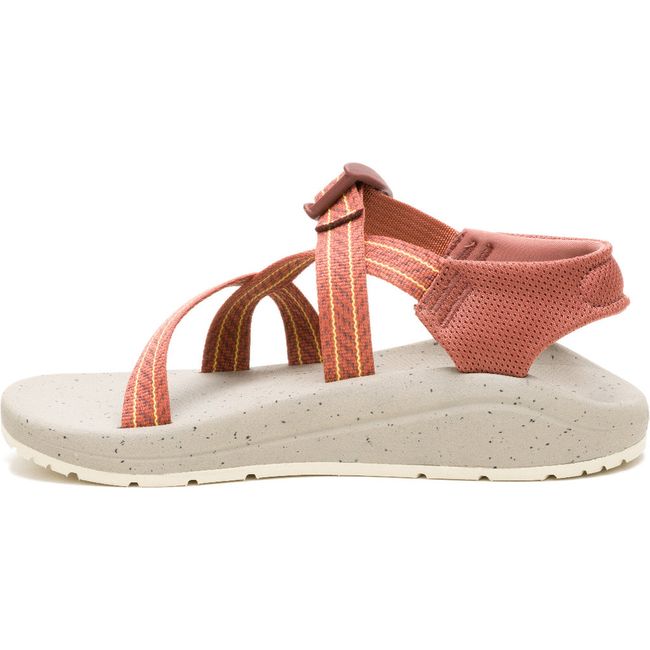 Medial side of Women's Chaco CushZ Extra Cushioned Sandal in Frond Syrup orange