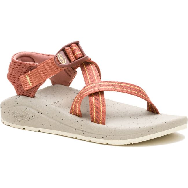 Front angled view of Women's Chaco CushZ Extra Cushioned Sandal in Frond Syrup orange