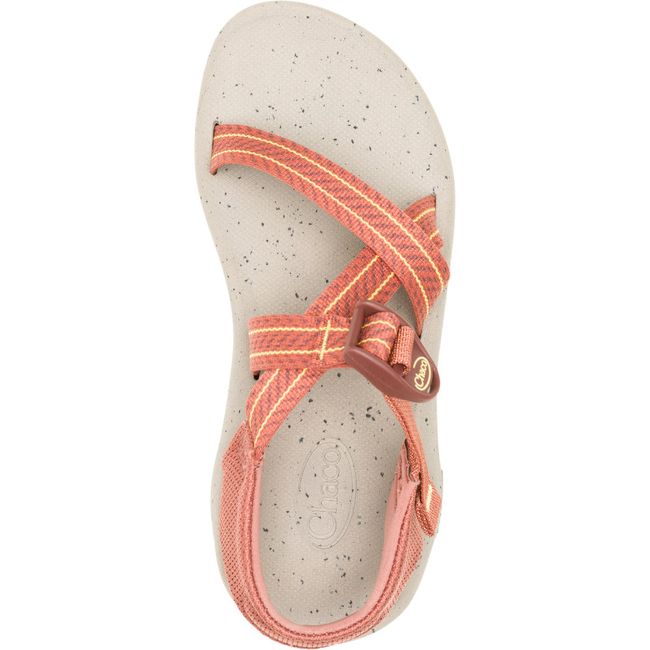Top down view of Women's Chaco CushZ Extra Cushioned Sandal in Frond Syrup orange