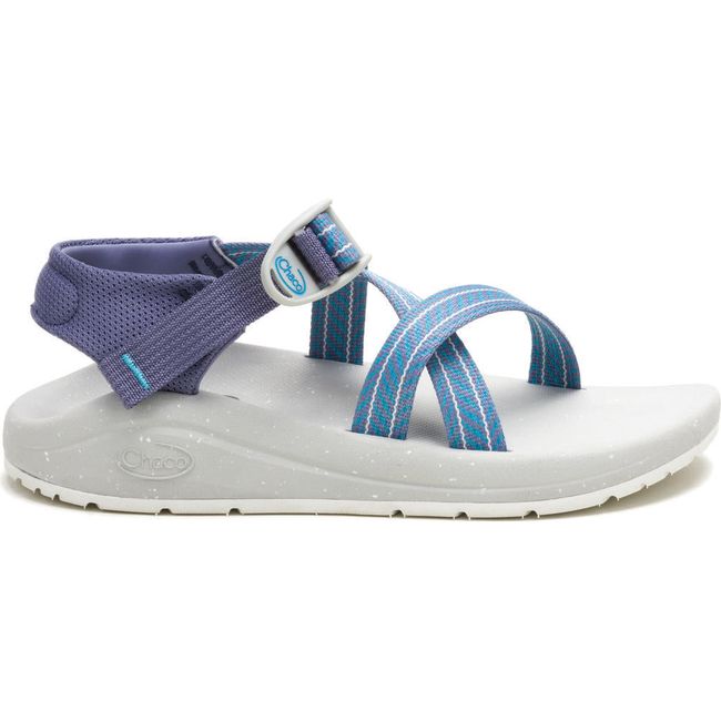 Lateral side of Women&#39;s Chaco CushZ Extra Cushioned Sandal in Frond Pacific Blue