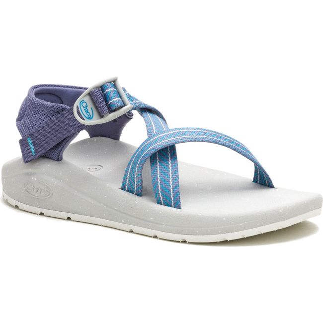 Front angled view of Women's Chaco CushZ Extra Cushioned Sandal in Frond Pacific Blue