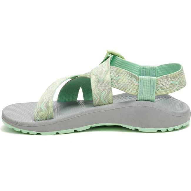 Medial side of Women's Chaco Mega Z/Cloud Sandal in Paddle Celadon Green with arch support