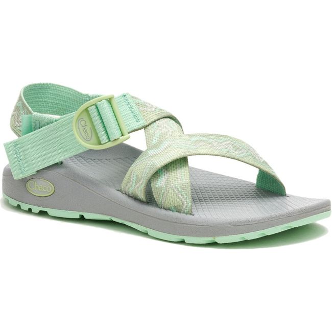 Front angled view of Women's Chaco Mega Z/Cloud Sandal in Paddle Celadon Green