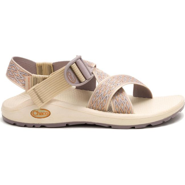 Lateral side of Women's Chaco Mega Z/Cloud Sandal in Khaki Tan with adjustable straps