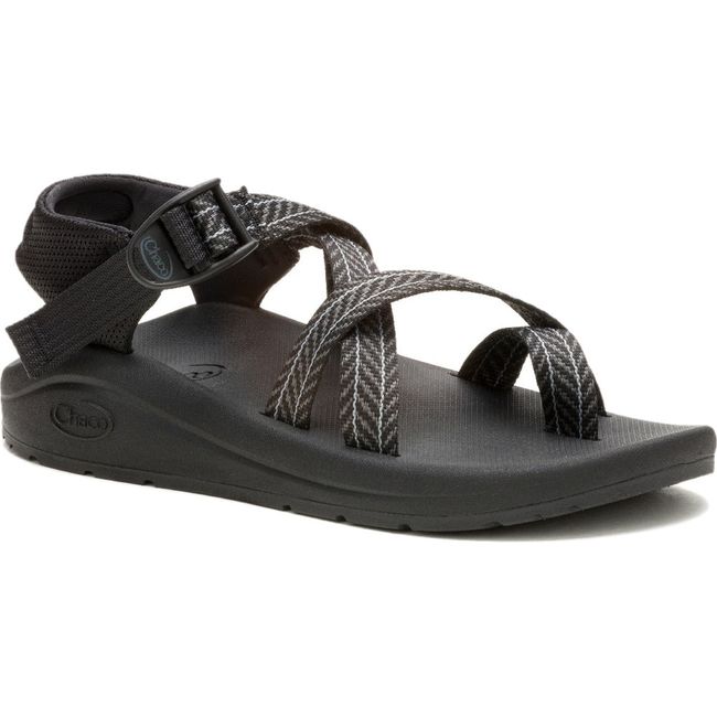 Front angled view of Women's Chaco CushZ Toe-Loop Extra Cushioned Sandal in Black with toe post