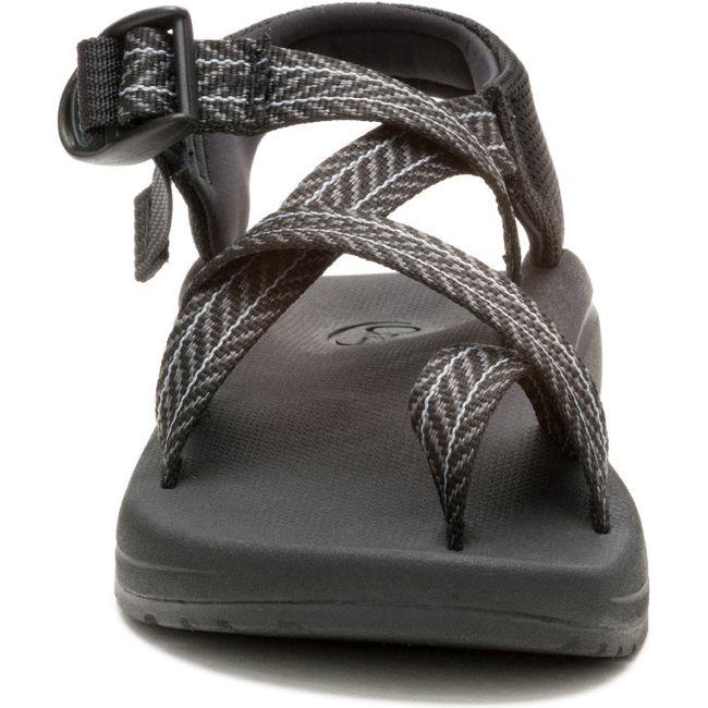 Front of Women's Chaco CushZ Toe-Loop Extra Cushioned Sandal in Black with toe loop