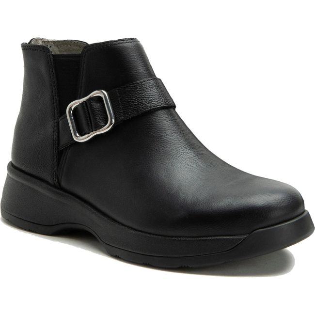 Front angled view of Alegria Women's Jerica Boot in Black Bird Black Leather
