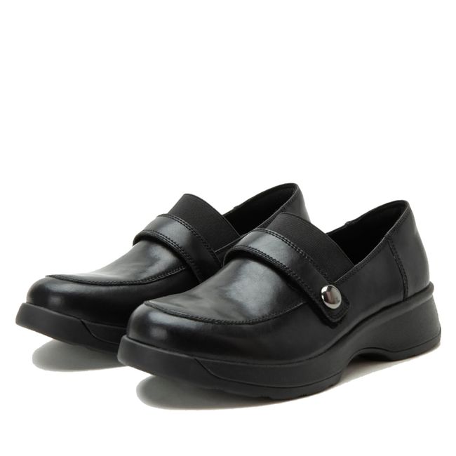 Pair of Alegria Women's Janna Penny Loafers in Ink Black Leather