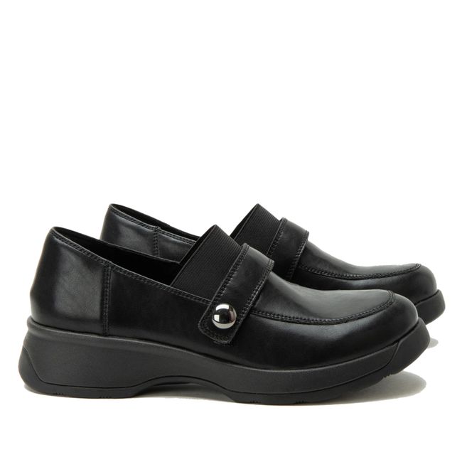 Sides of Alegria Women's Janna Penny Loafers in Ink Black Leather