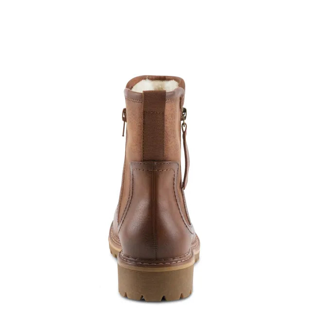 Heel of Spring Step Women's Jovany Boot in cognac brown leather with side zippers