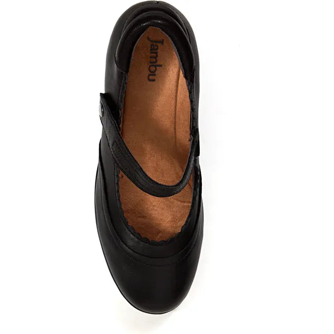 Jambu Women's Vanessa Mary Jane Heel Black Leather J4VAN01