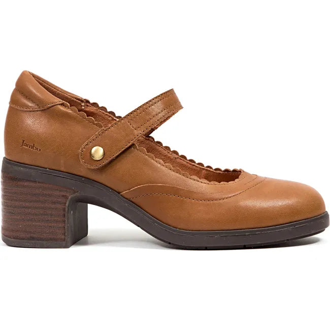 Jambu Women's Vanessa Mary Jane Heel Dark Tan Leather J4VAN04