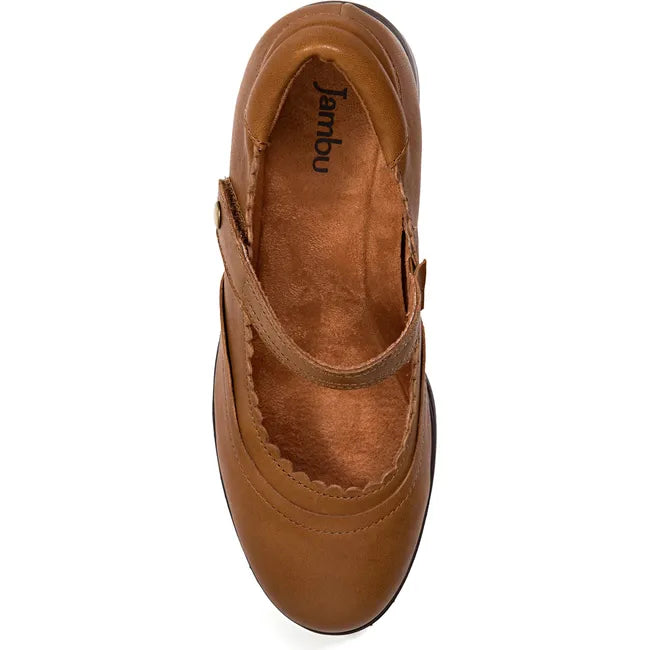 Jambu Women's Vanessa Mary Jane Heel Dark Tan Leather J4VAN04