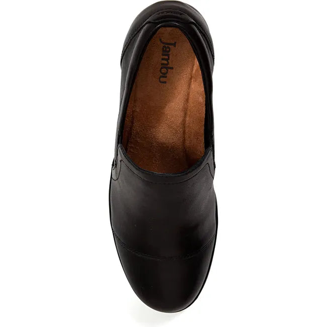 Jambu Women's Vaughn Water Resistant Heel Black Leather J4VAU01