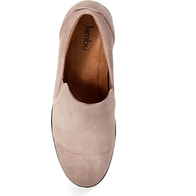 Jambu Women's Vaughn Water Resistant Heel Taupe Suede J4VAU54