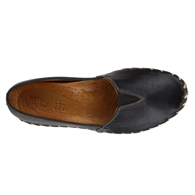 Birds eye view of black leather Spring Step Women&#39;s Kathaleta Slip On Shoe