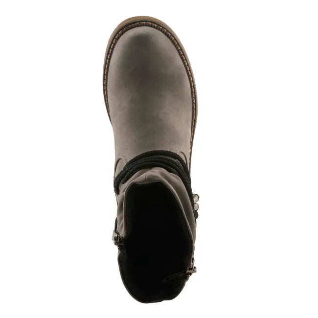 Upper of Spring Step Women's Relife Kathie Boot in grey leather with side zipper