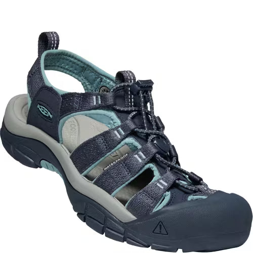 Angled view of Keen Women's Newport H2 Sandal in Navy Smoke