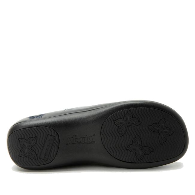 Black slip resitant sole of Alegria Women's Keli Shoes in Space Invaders Blue