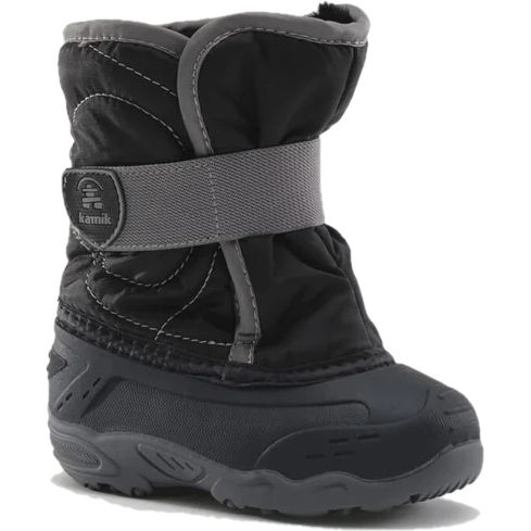 Front angled view of Kamik Kids' Snowbug 5 Snow Boot in Black