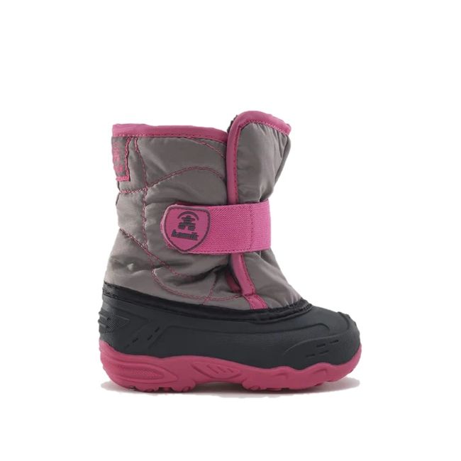 Lateral side of Kamik Kids' Snowbug 5 Snow Boot in Grey Pink