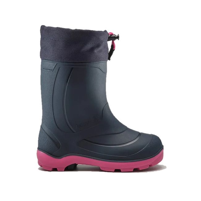 Lateral side of Kamik Kids Snobuster 1 Waterproof Snow Boot in Navy