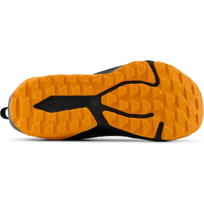 Yellow sole of New Balance Little Kids' DynaSoft Nitrel V6 Trail Running Shoe in castlerock gray