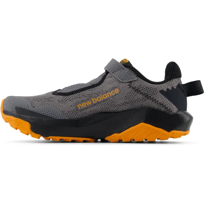 Medial side of New Balance Little Kids' DynaSoft Nitrel V6 Trail Running Shoe in castlerock gray