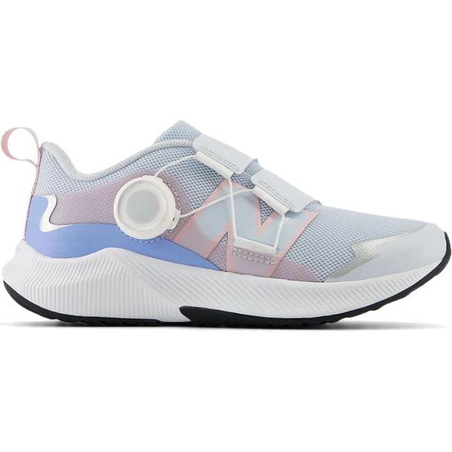 Lateral side of New Balance Kids' DynaSoft Reveal V4 Running Shoe in Ice Blue and Rose Sugar
