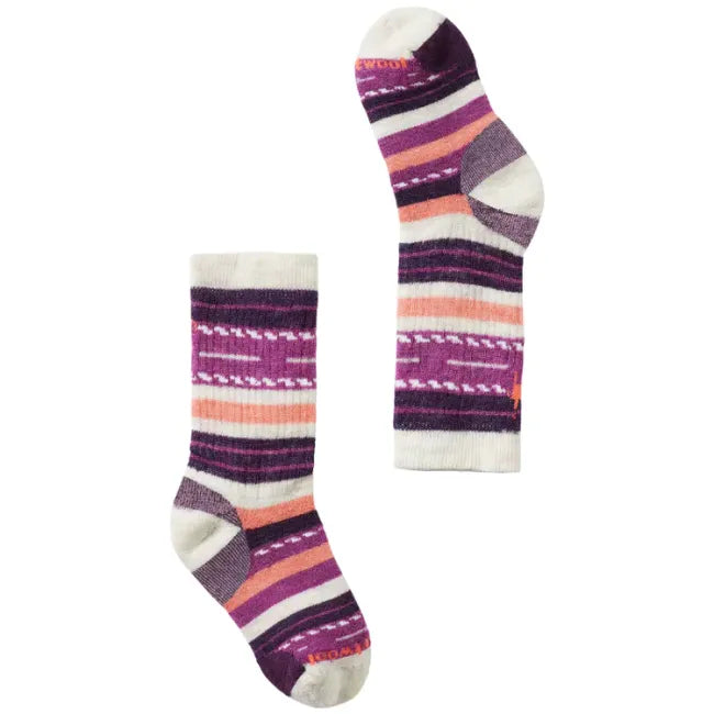 Moonbeam and purple Smartwool Kids&#39; Hike Full Cushion Margarita Crew Socks
