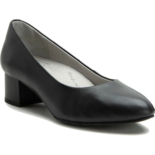 Front angled view of Alegria Women's Lisah Heel in Black Leather