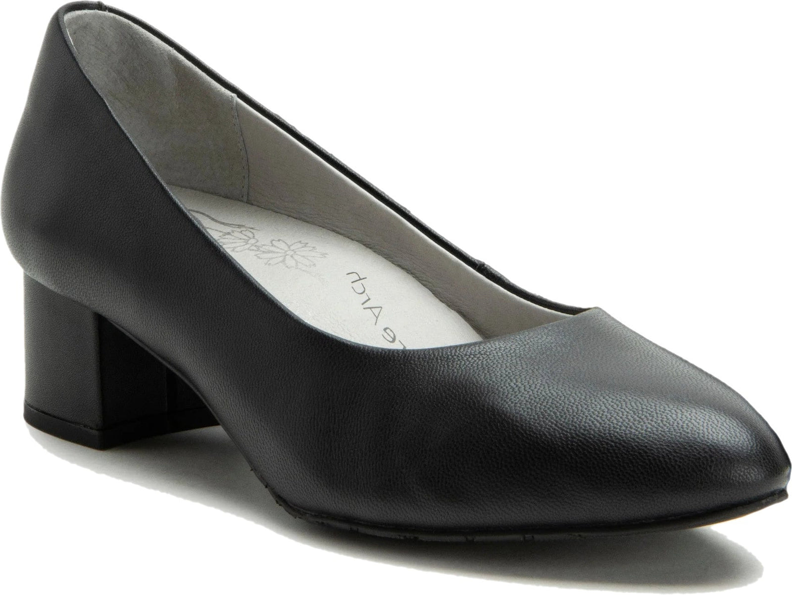Front angled view of Alegria Women's Lisah Heel in Black Leather