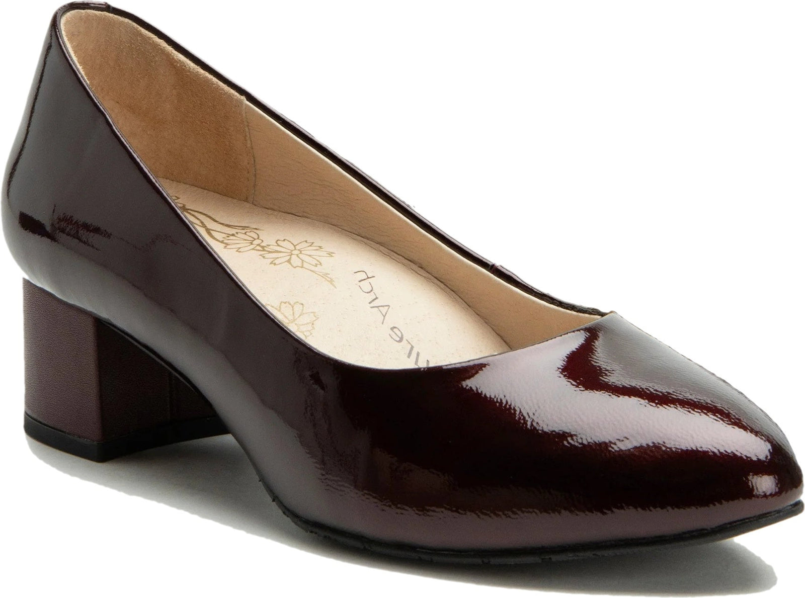 Front angled view of Alegria Women's Lisah Heel in Jam Patent Leather