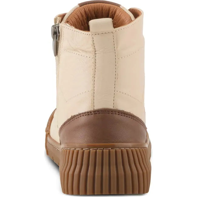 Heel of Women's Spring Step Lizano high top sneaker in bone beige with tan sole