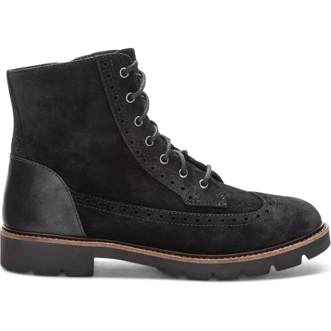 Lateral side of Women's Aetrex Margot Lace Up Boot in Black suede